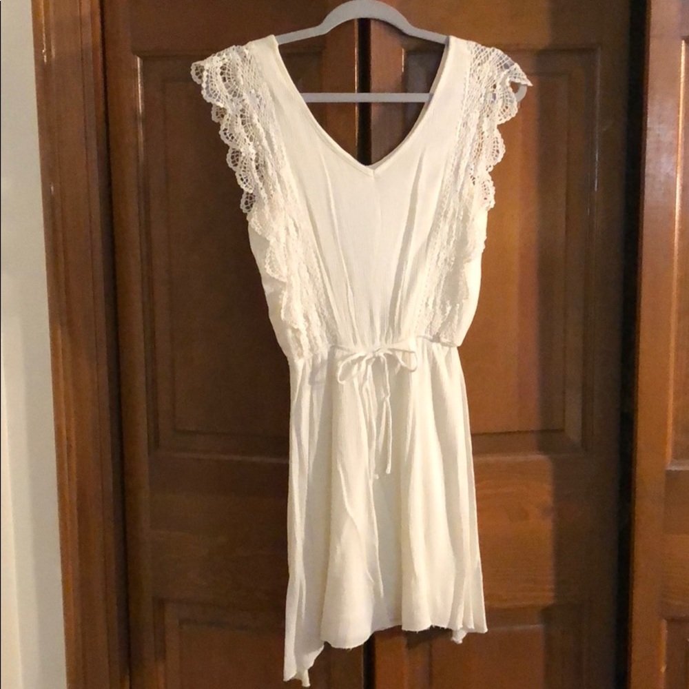White cotton dress with crochet details